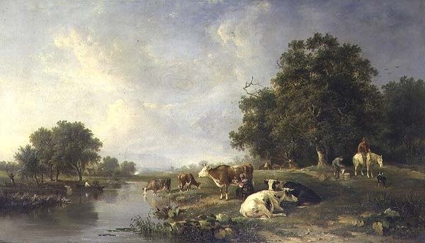 Landschap met vee door Edward Williams