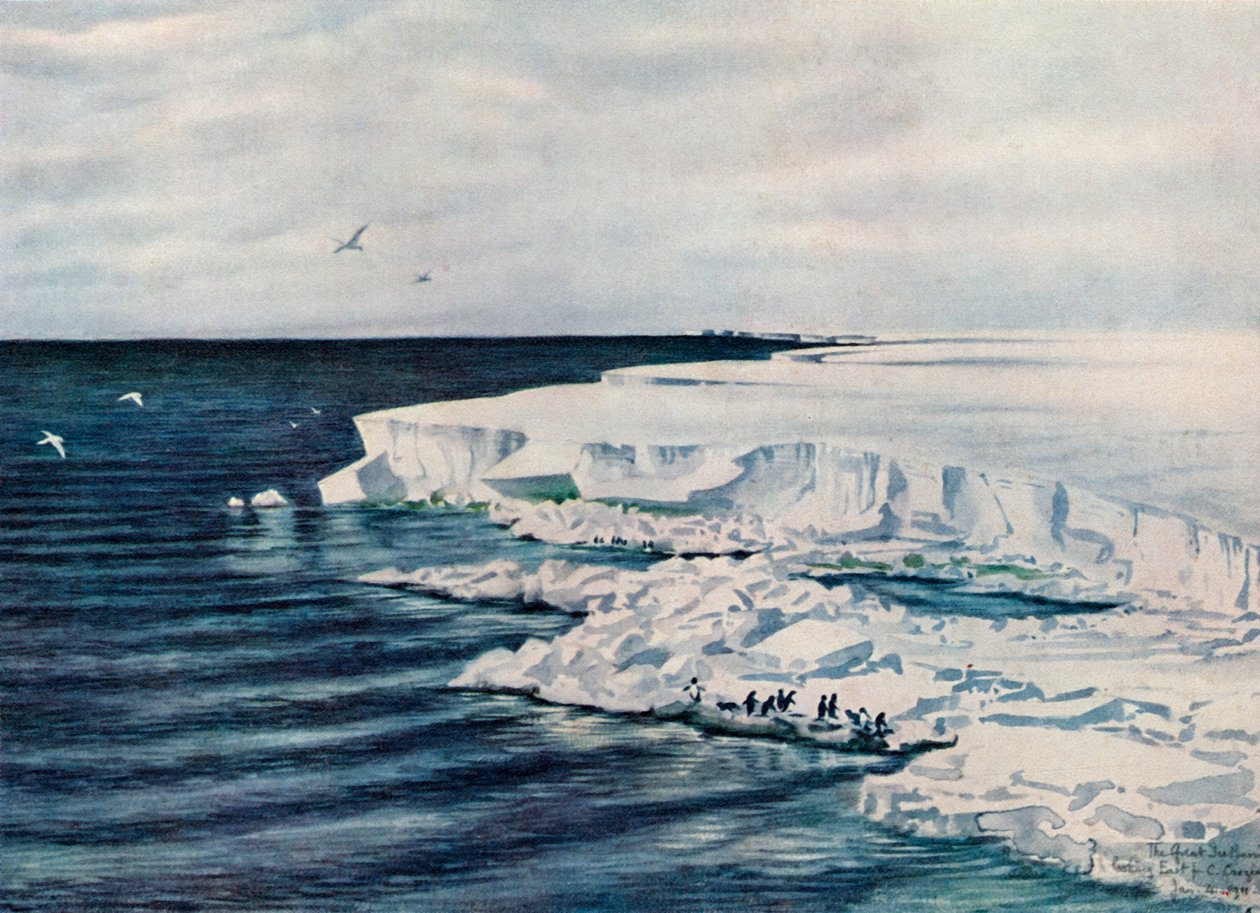 De Grote IJsschots, Kijkend naar het Oosten vanaf Kaap Crozier, 4 januari 1911, 1913 door Charles Edward Wilson
