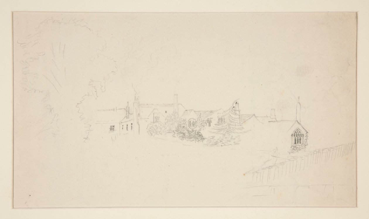 Architectonische studie (recto); Sierlijke schetsen (verso) door Edwin Austin Abbey