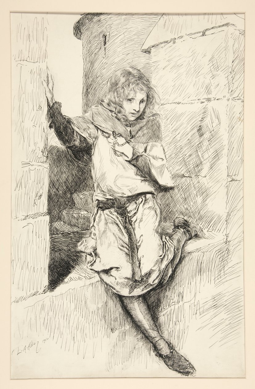 Arthur - Act IV, Scene III, Koning Jan door Edwin Austin Abbey