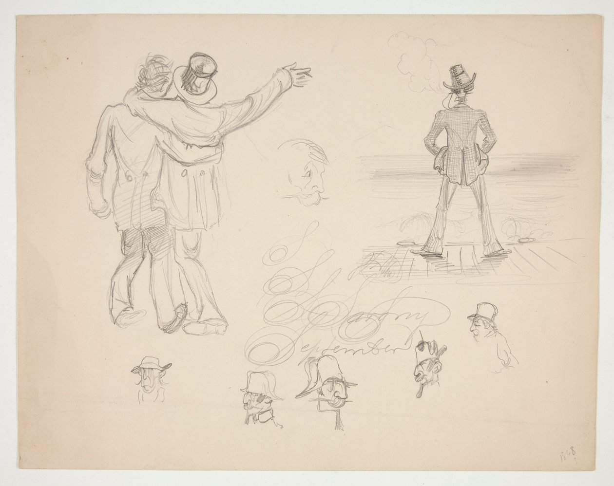 Verschillende mannelijke figuurstudies door Edwin Austin Abbey