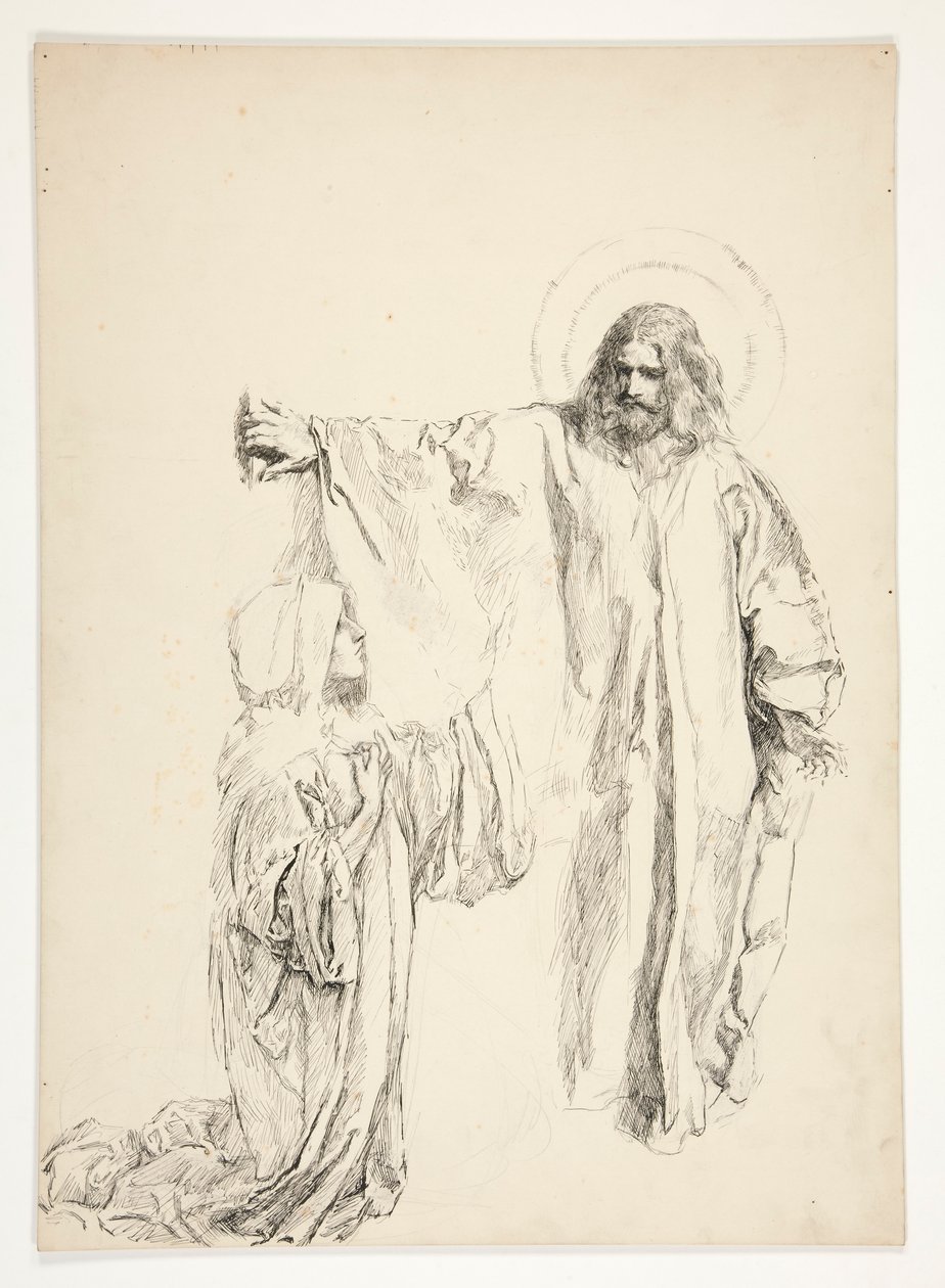 Christus en Maria Magdalena door Edwin Austin Abbey