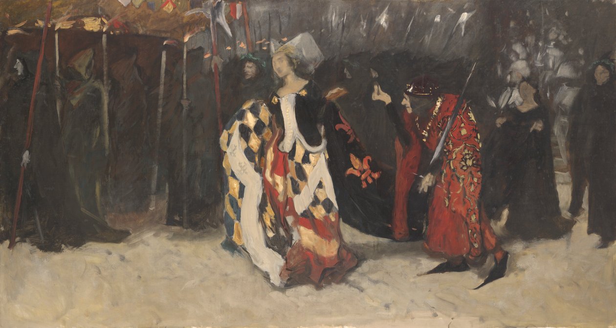 Compositorische studie, voor Richard, hertog van Gloucester, en Lady Anne door Edwin Austin Abbey