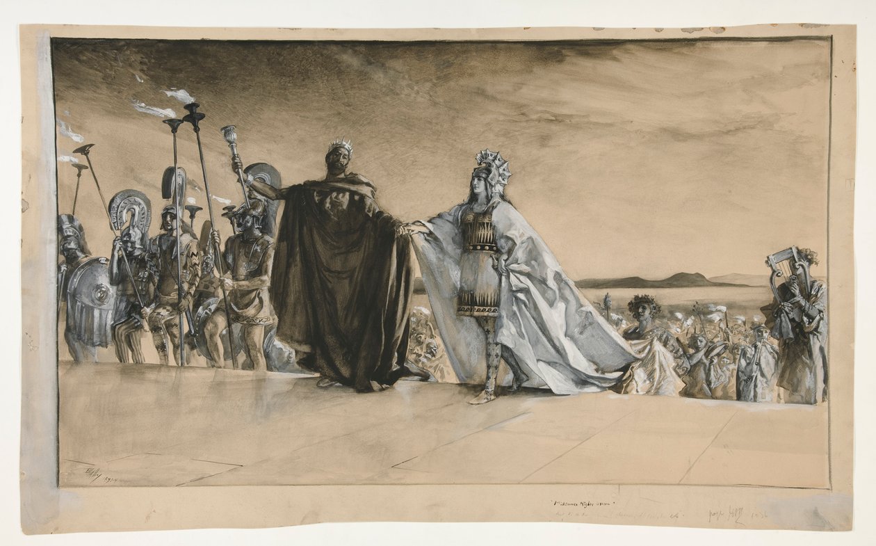 Enter Theseus, illustratie voor Act I, Scene i, Midzomernachtsdroom door Edwin Austin Abbey