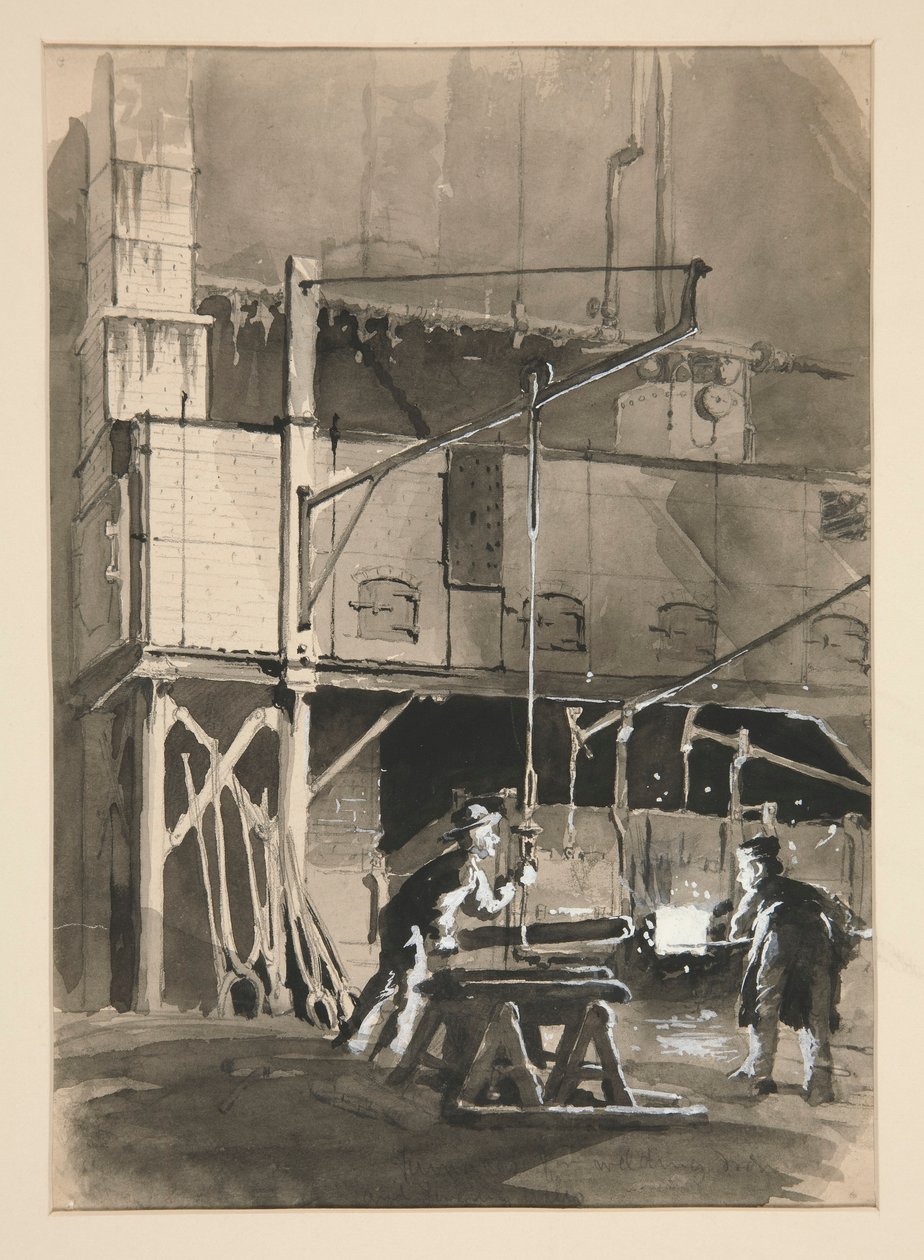 Fabrieksstudie: Oven voor het smelten van ijzer door Edwin Austin Abbey