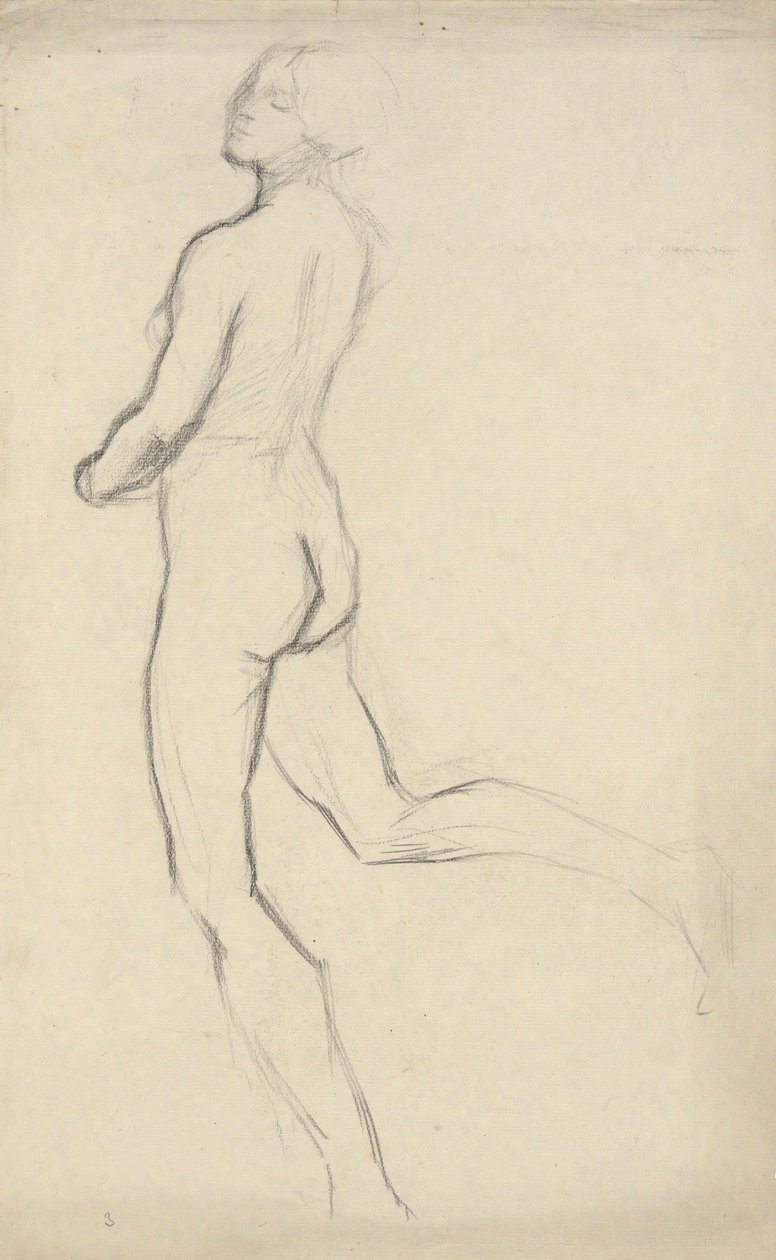 Figurenstudie voor De uren (3 uur) - muurschildering in het State Capitol-gebouw in Harrisburg, Pennsylvania, 1902-1911 (voltooid door John Singer Sargent) door Edwin Austin Abbey