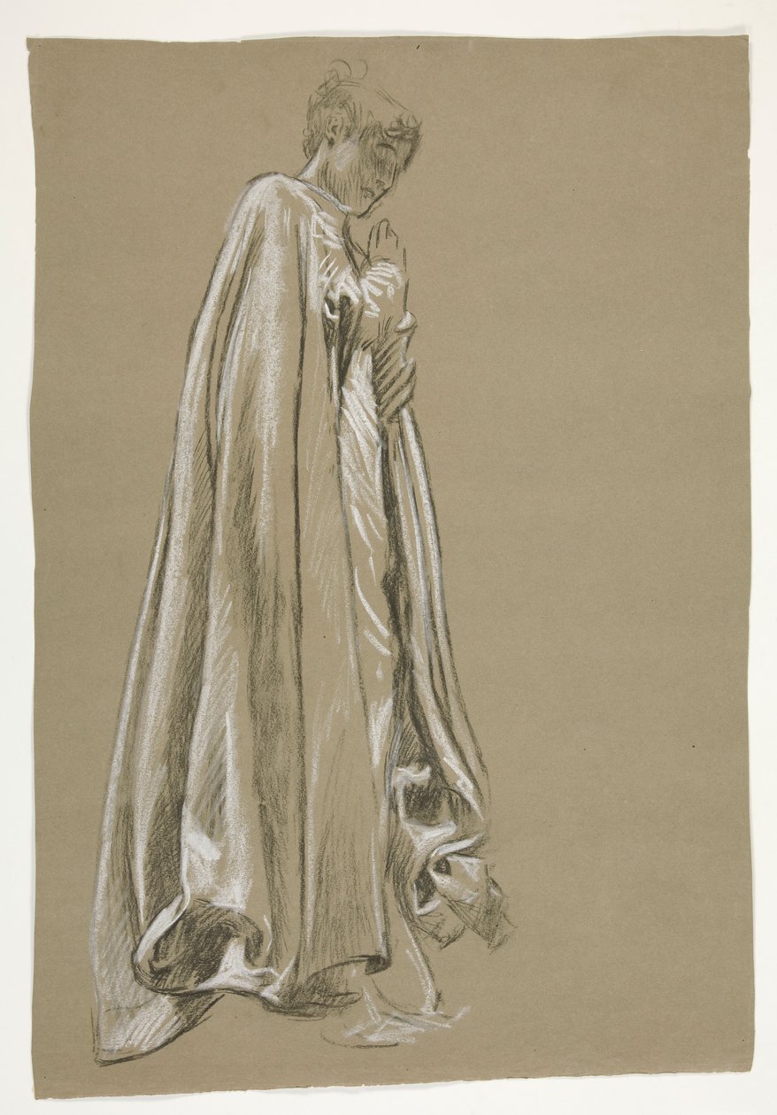 Figurenstudie voor de jeugd van Galahad(?), uit De zoektocht naar de Heilige Graal door Edwin Austin Abbey