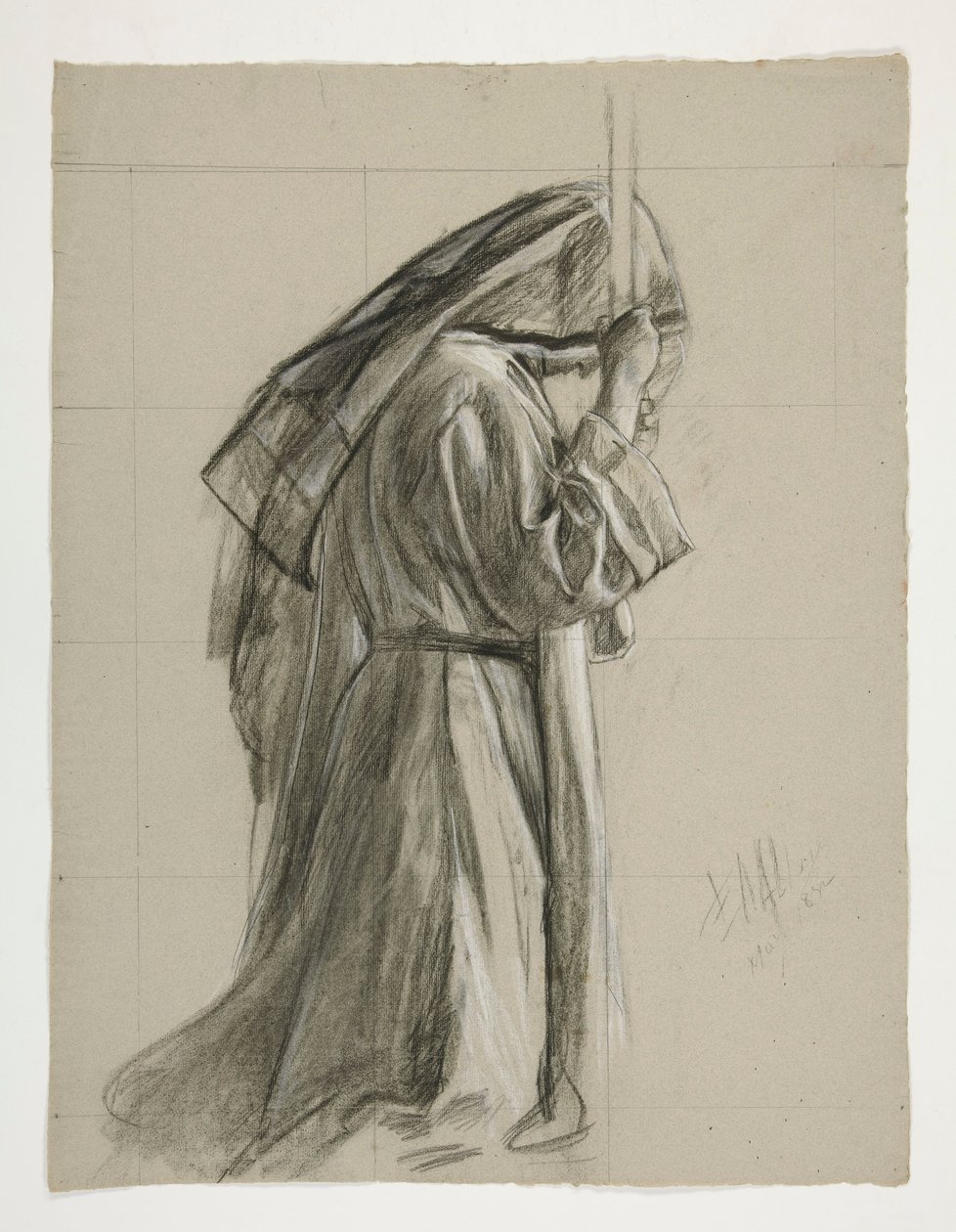 Figurenstudie voor de ridderslag van Sir Galahad, uit De zoektocht naar de Heilige Graal door Edwin Austin Abbey