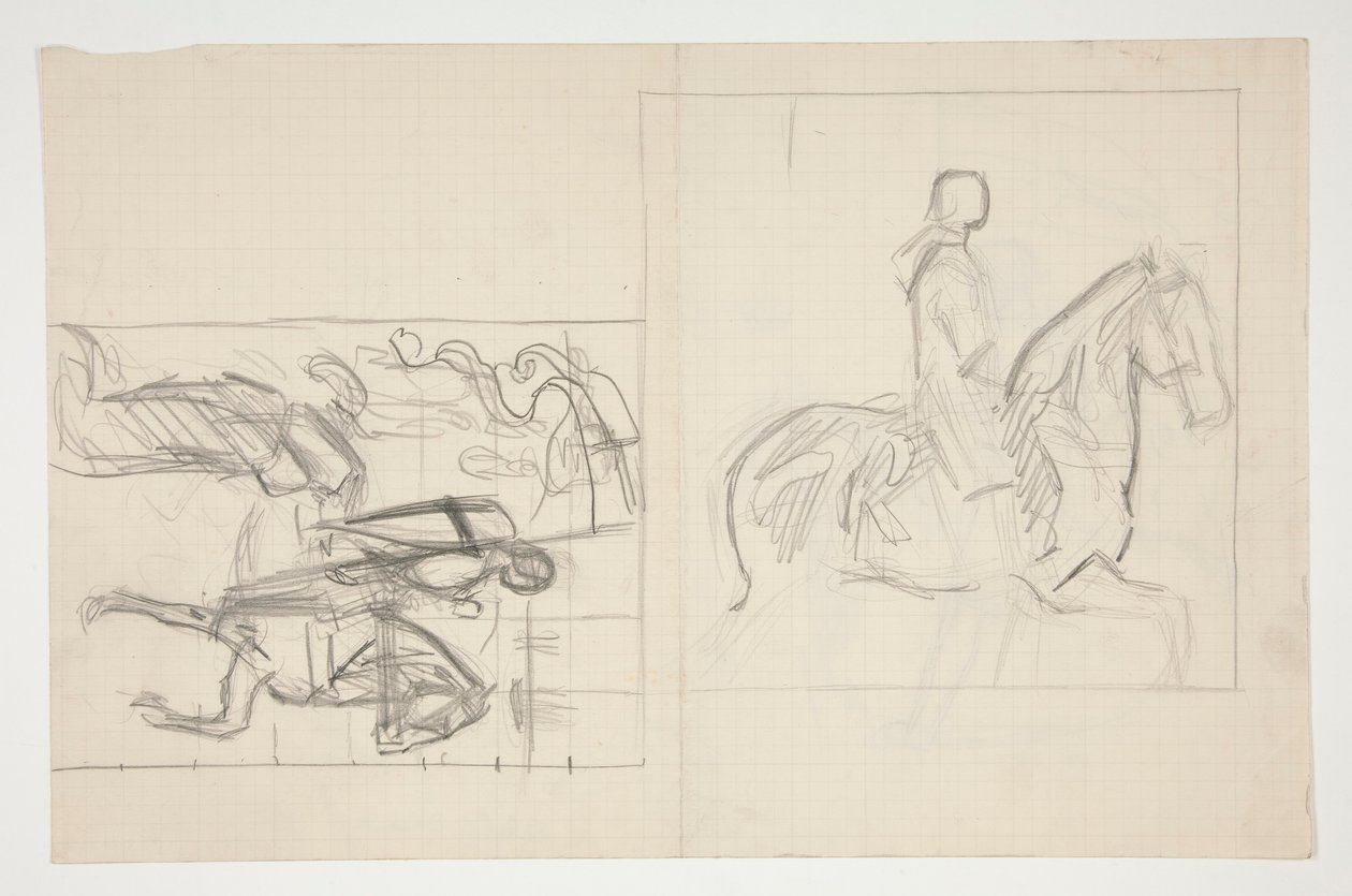 Galahad Vertrekt, studie voor De Zoektocht naar de Heilige Graal (serie van vijftien schilderijen voor de Boston Public Library, voltooid in 1901) door Edwin Austin Abbey