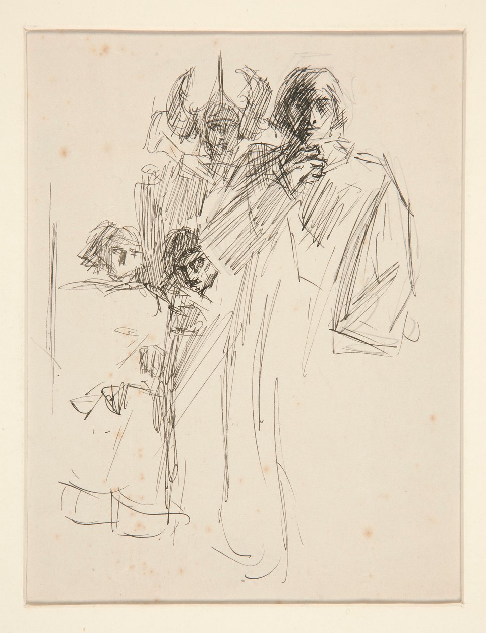 Galahad bij kasteel, studie voor De zoektocht naar de Heilige Graal (serie van vijftien schilderijen voor de Boston Public Library, voltooid in 1901) door Edwin Austin Abbey