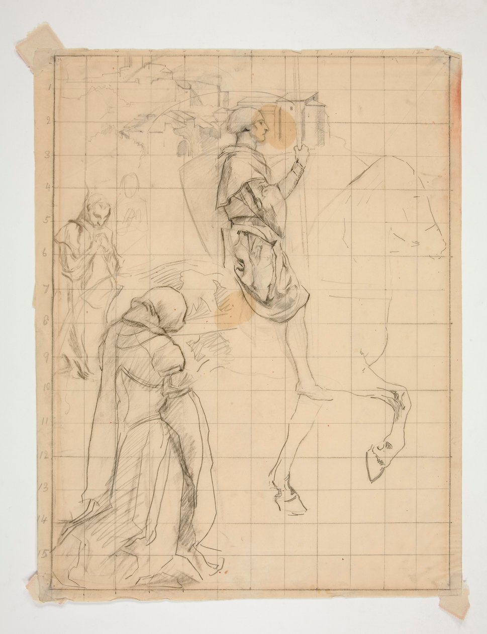 Galahad te paard: studie voor door Edwin Austin Abbey
