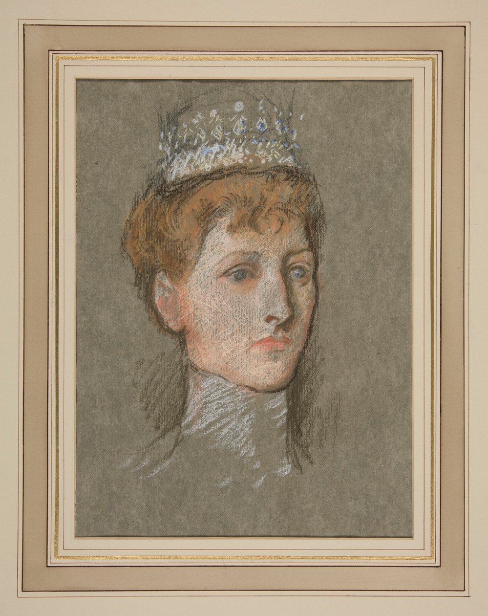 Hoofd van de Prinses van Wales (Koningin Mary) door Edwin Austin Abbey