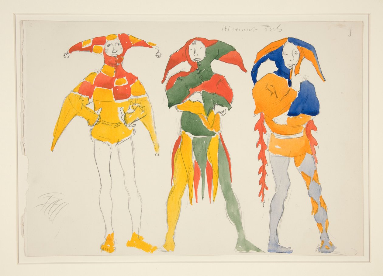 Rondtrekkende dwazen, kostuumschets voor Henry Irving door Edwin Austin Abbey