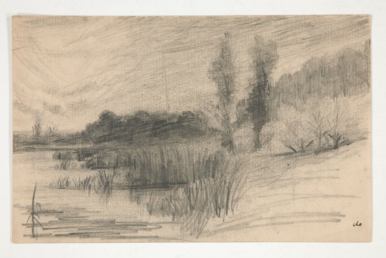 Landschap bij water door Edwin Austin Abbey