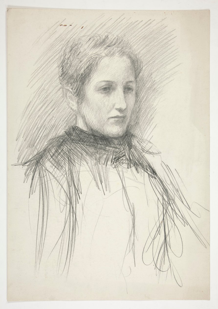 Portret van een jonge mevrouw Abbey (?) door Edwin Austin Abbey