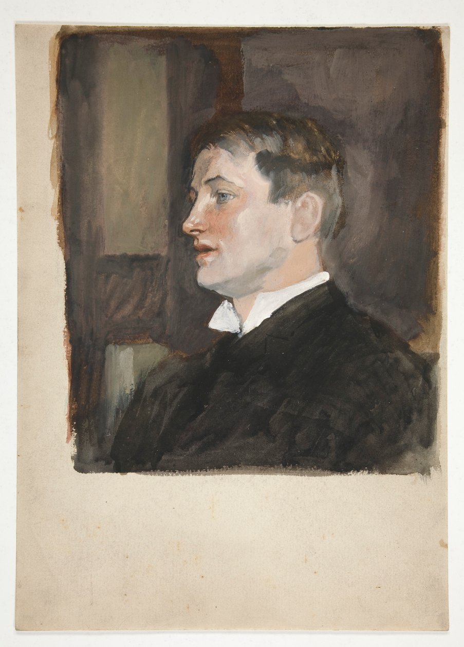 Portret van een jonge man (onbekende zitter) door Edwin Austin Abbey