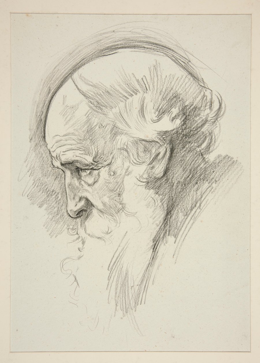 Portret van een oude bebaarde man, in profiel door Edwin Austin Abbey