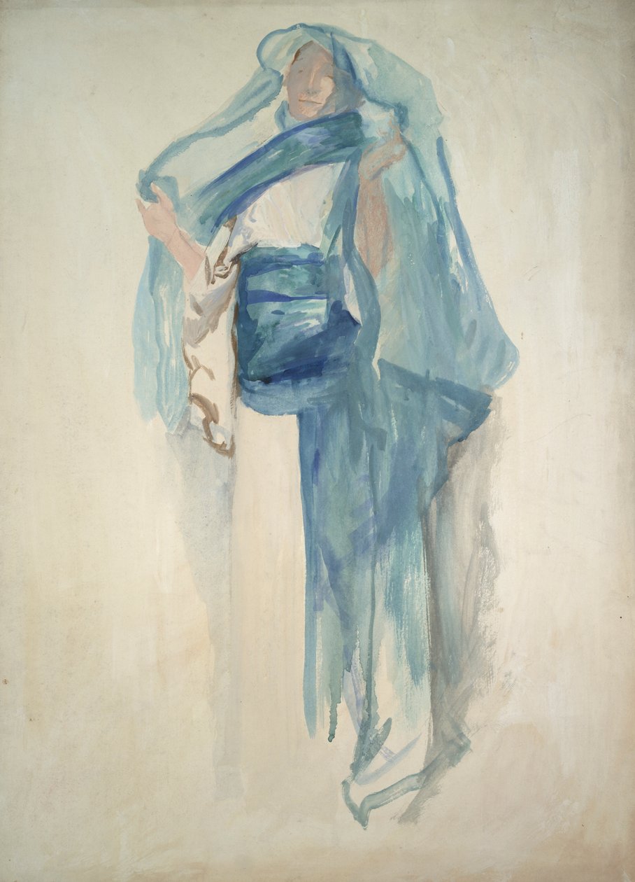 Mogelijke studie voor een van de gevangen deugden, figuurstudie voor door Edwin Austin Abbey
