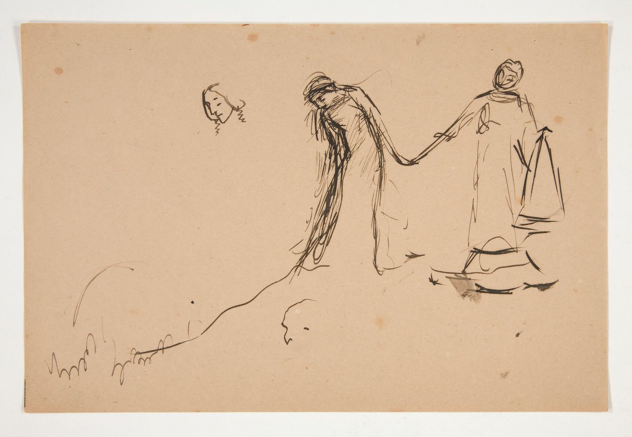 Voorlopige schets van Helena en Lafeu voor Act IV, Scene III, All door Edwin Austin Abbey