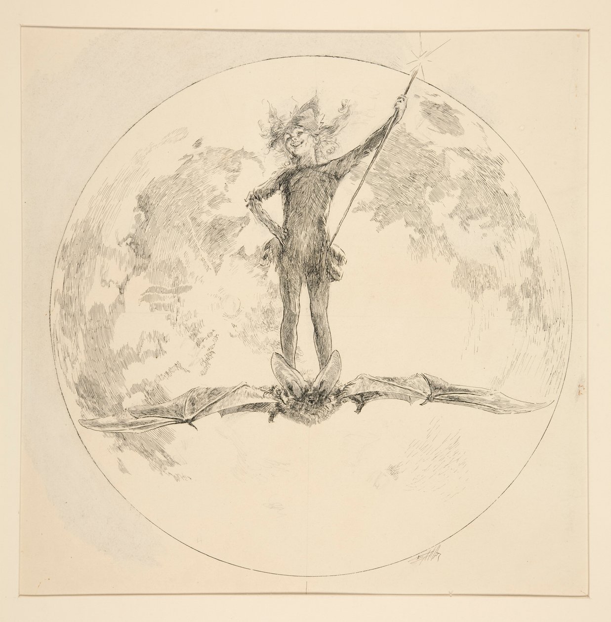 Puck, illustratie voor Act II, Scene ii, Een Midzomernachtsdroom door Edwin Austin Abbey