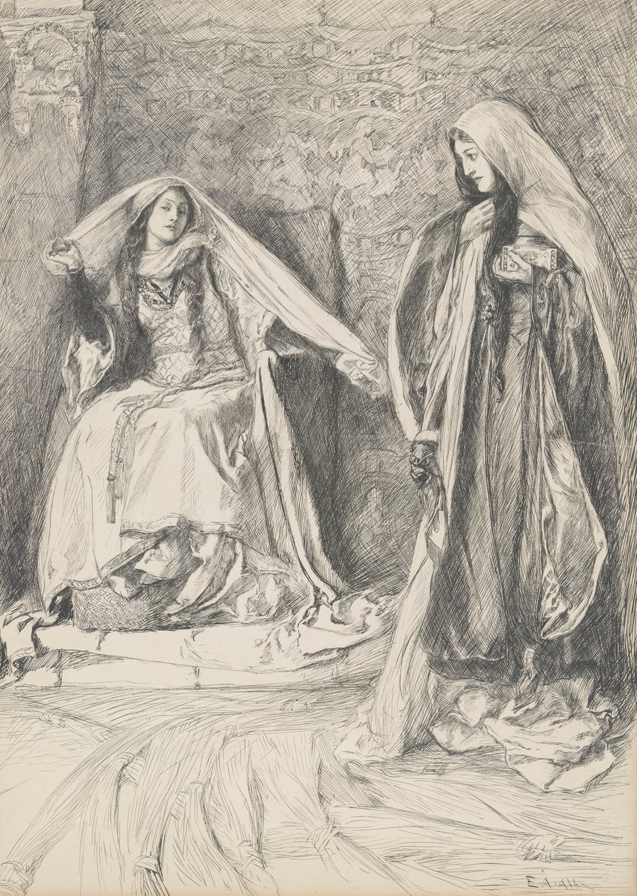 Rebecca en Rowena, illustratie voor Ivanhoe door Edwin Austin Abbey