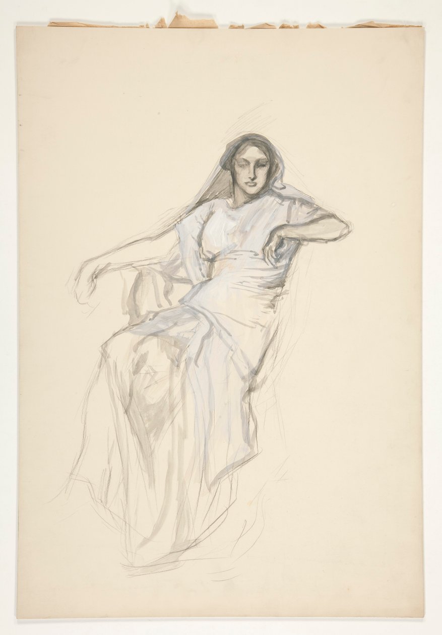 Zittende dame, schets voor een niet-geïdentificeerd Shakespeare-stuk door Edwin Austin Abbey
