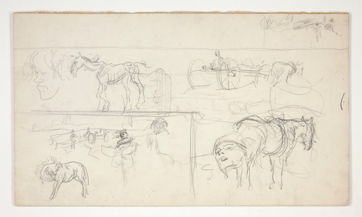 Blad met schetsen door Edwin Austin Abbey