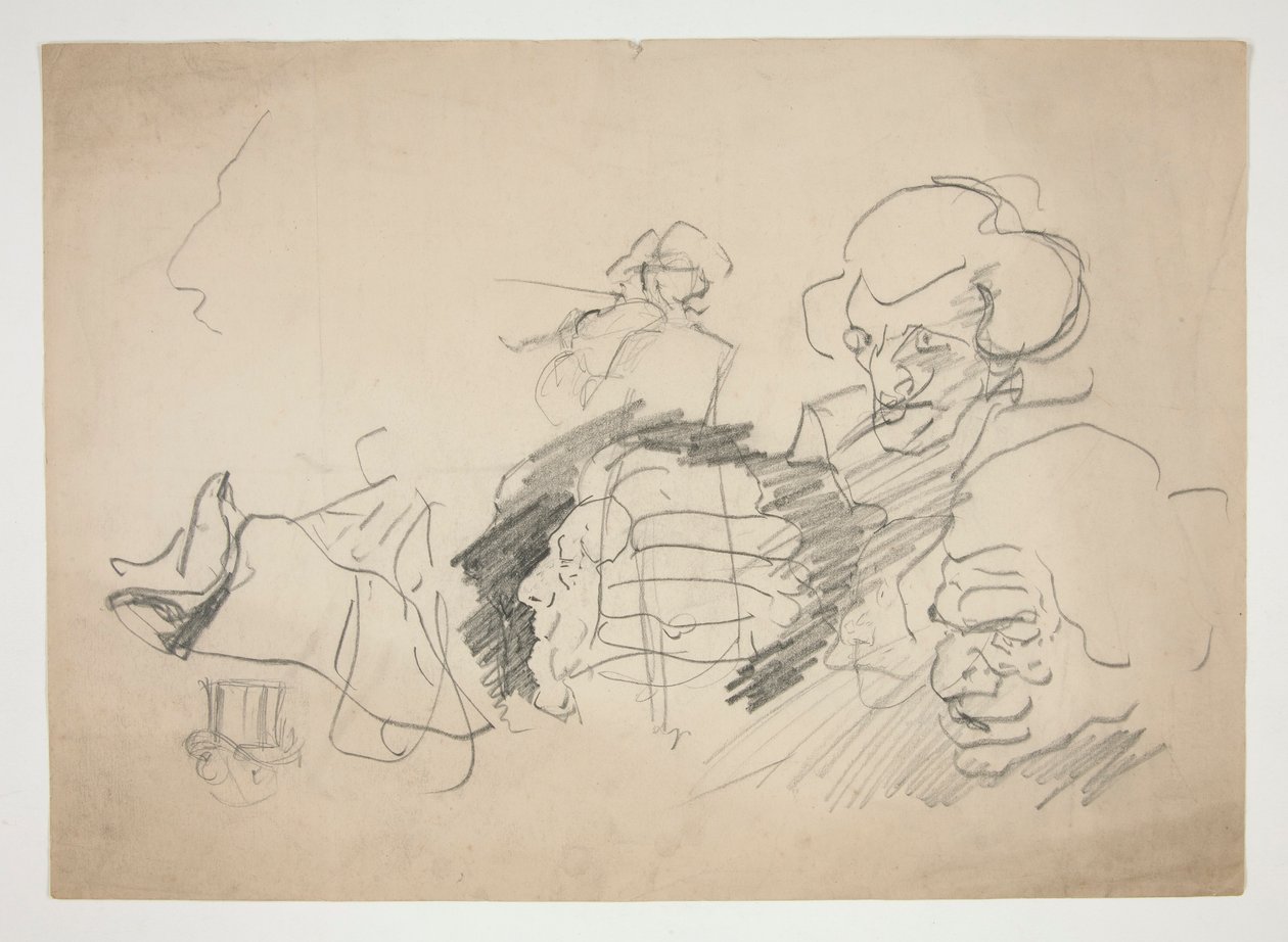 Blad met schetsen door Edwin Austin Abbey