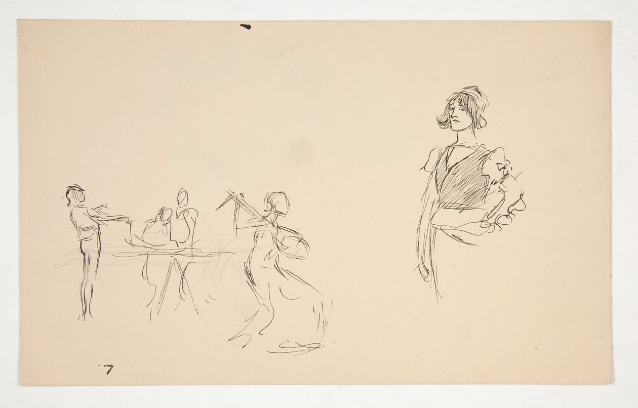 Blad met schetsen door Edwin Austin Abbey