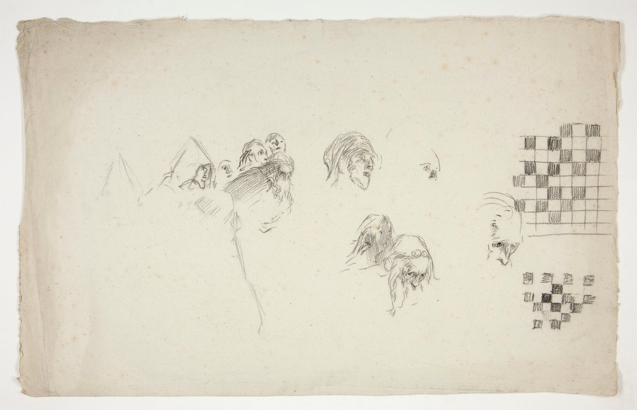 Blad met schetsen voor door Edwin Austin Abbey