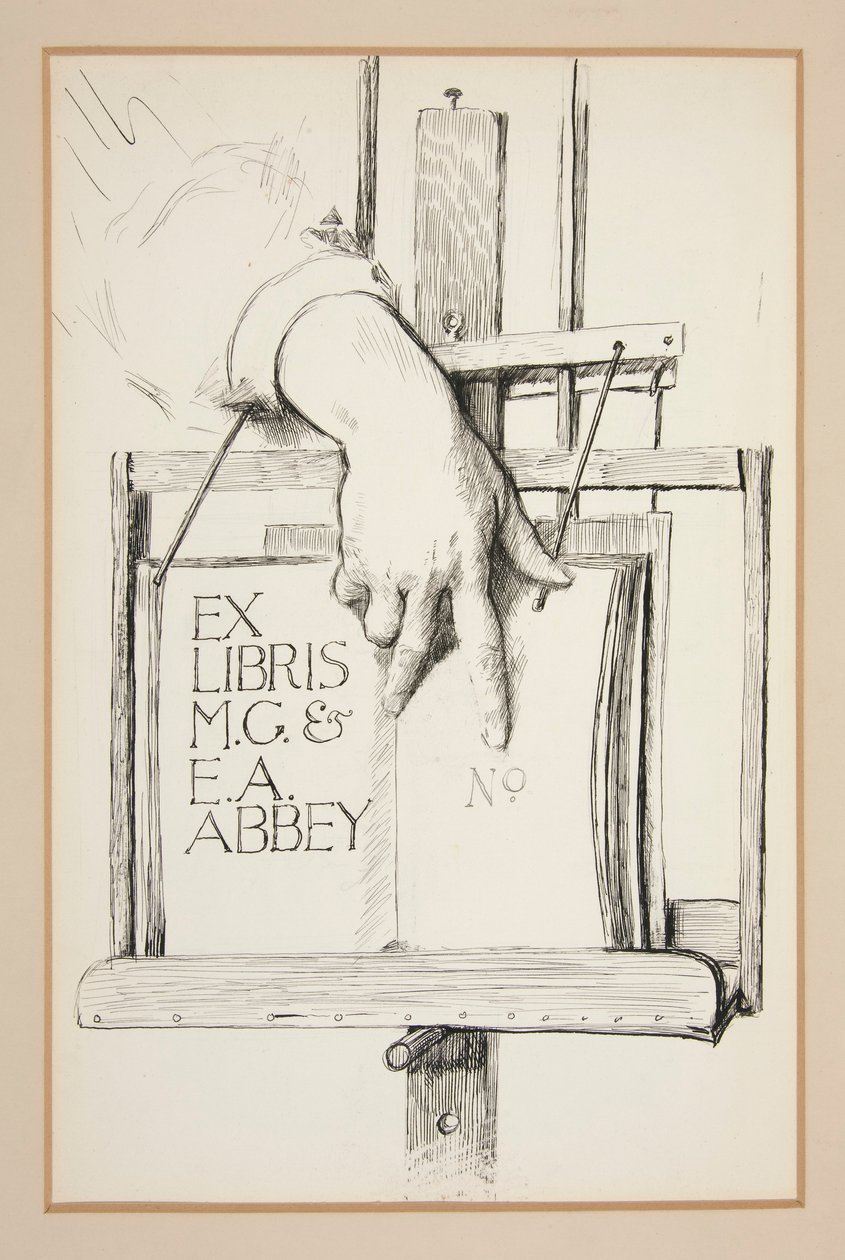 Schets voor Ex Libris: M.G. & E.A. Abbey door Edwin Austin Abbey