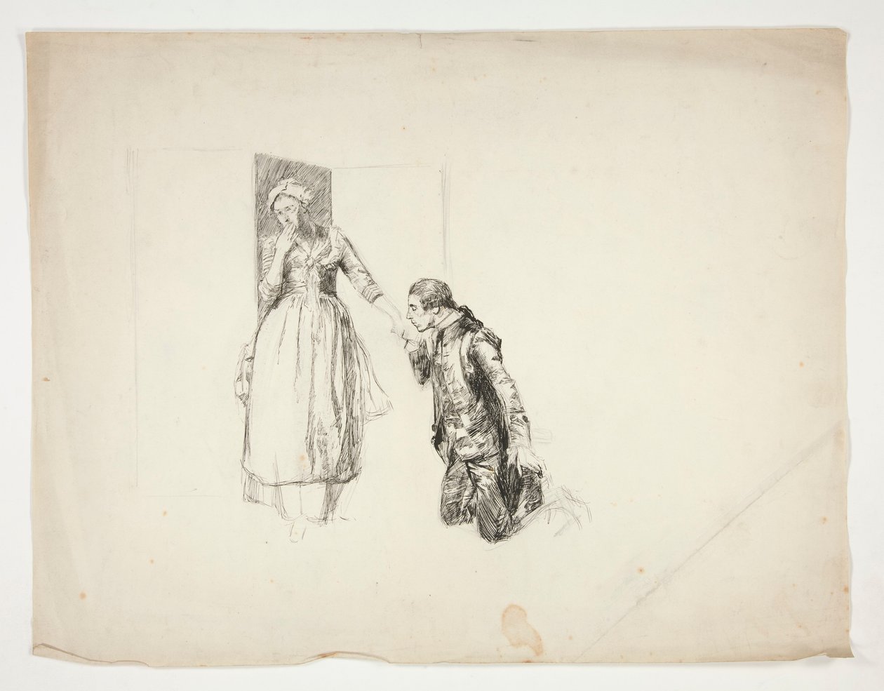 Schets voor Oliver Goldsmith door Edwin Austin Abbey