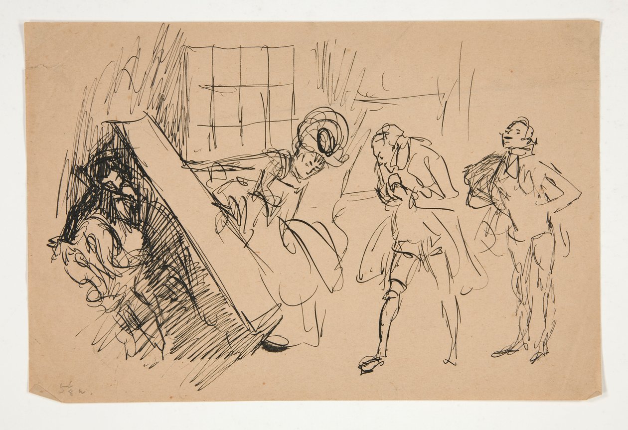Schets voor School voor Schandaal, illustratie voor Scribner door Edwin Austin Abbey