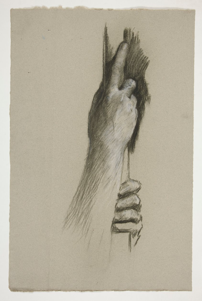 Schets van twee handen die een paal beklimmen door Edwin Austin Abbey