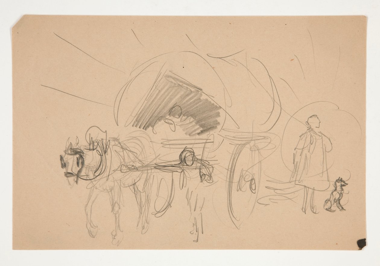 Studie voor .1201 - illustratie voor Oliver Goldsmith door Edwin Austin Abbey
