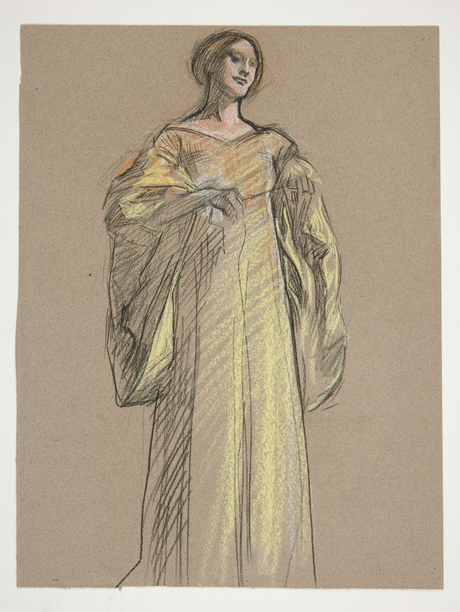 Studie voor Fiametta door Edwin Austin Abbey