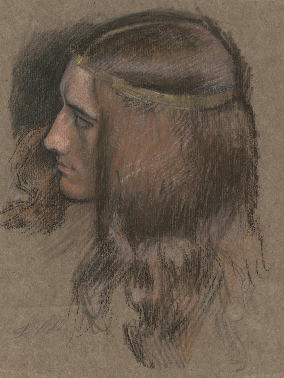 Studie voor hoofd van Hamlet in Hamlet door Edwin Austin Abbey