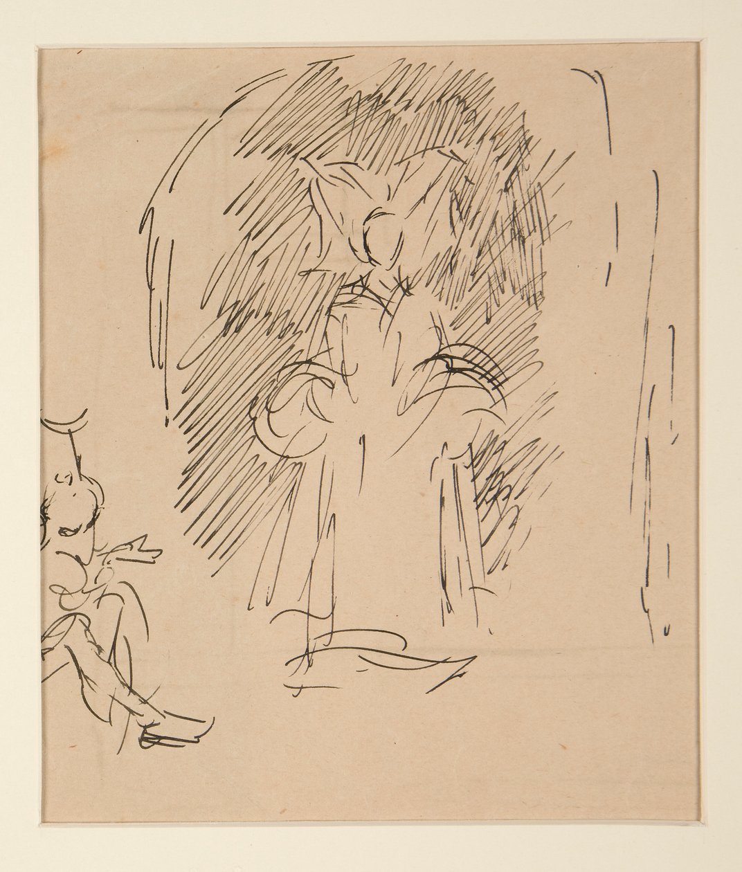 Studie voor priester en de grote dame door Edwin Austin Abbey