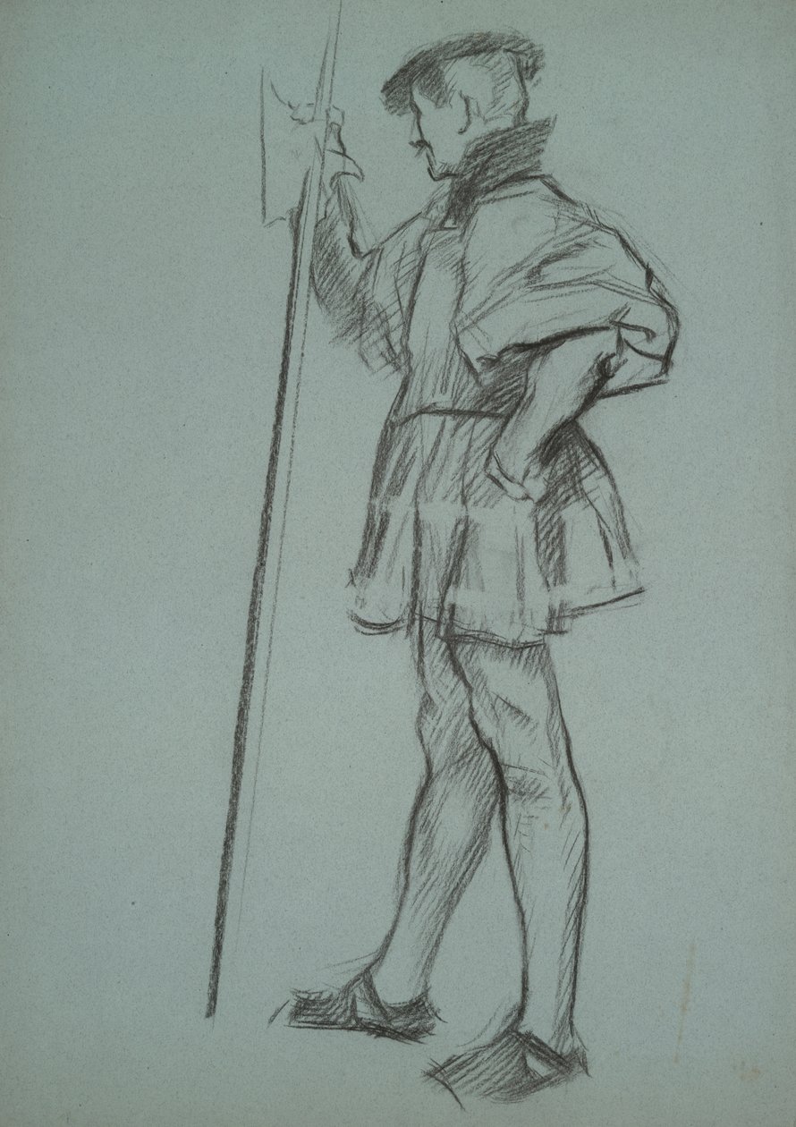 Studie voor Het proces van koningin Catherine door Edwin Austin Abbey