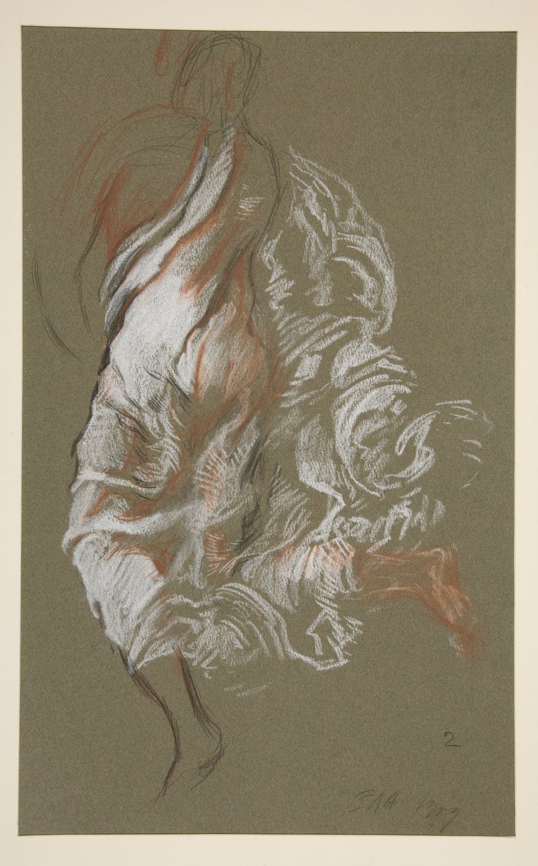Studie voor figuur van 2 uur door Edwin Austin Abbey