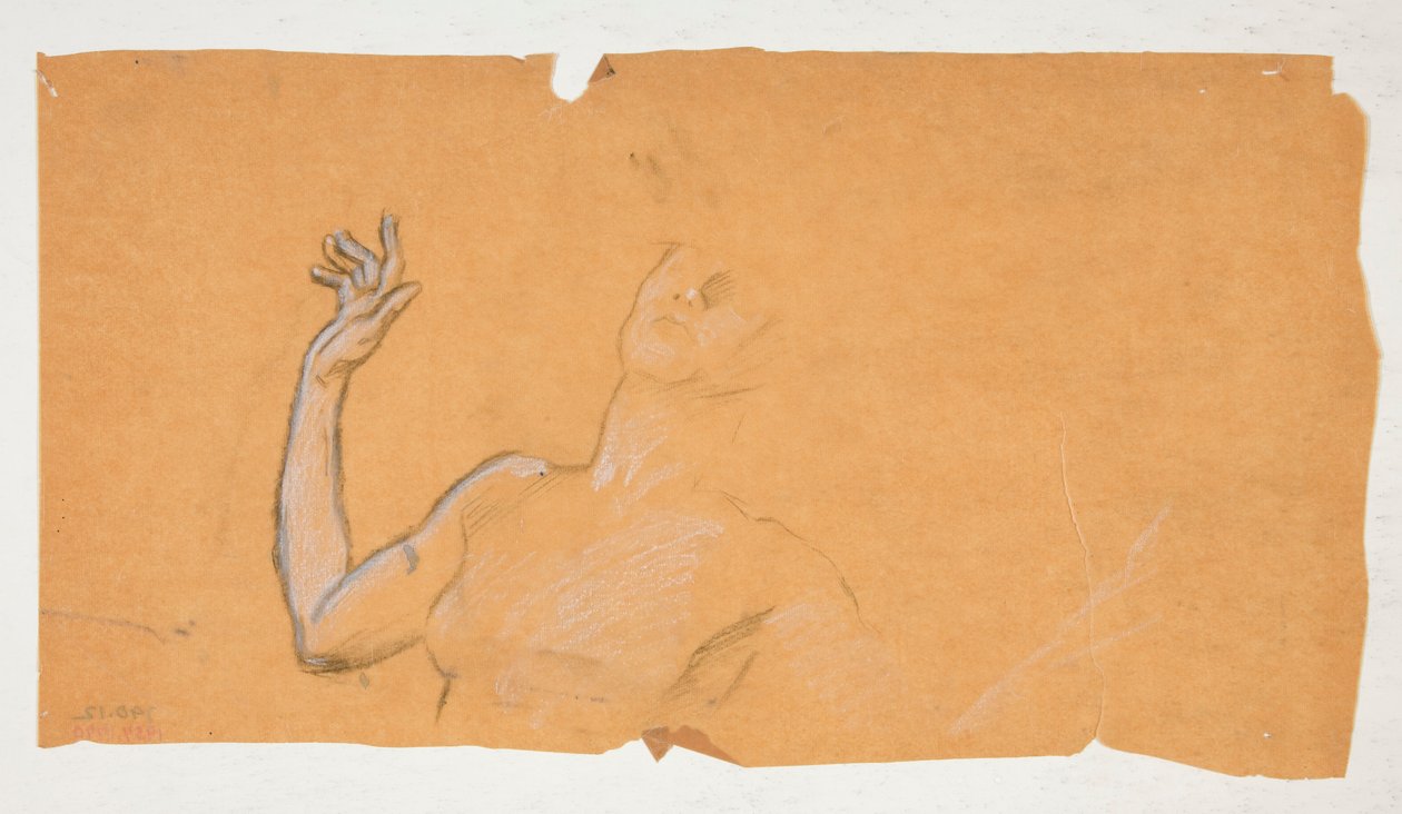 Studie voor figuur van 5 uur in door Edwin Austin Abbey