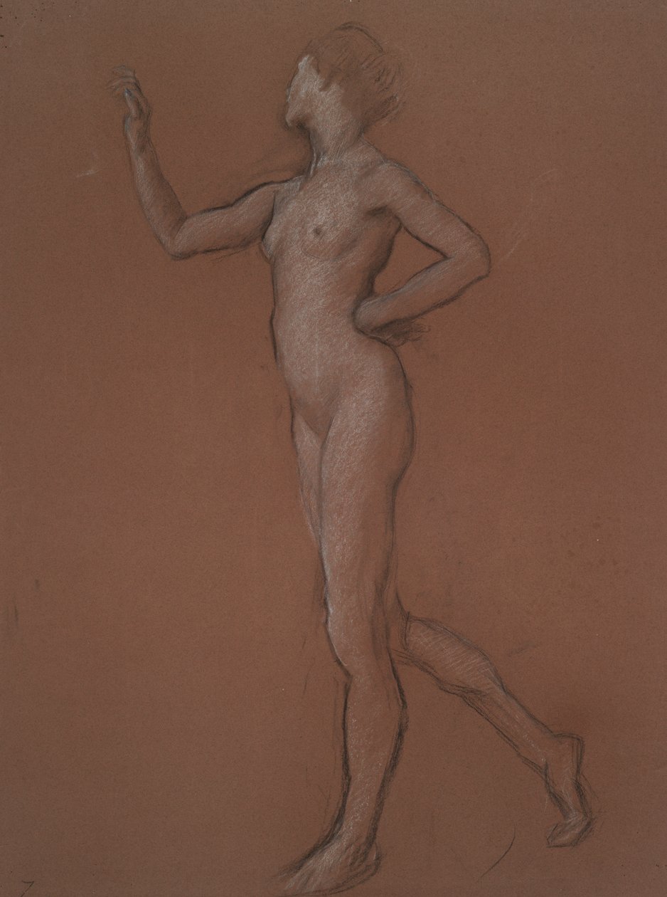 Studie voor figuur van 7 uur voor door Edwin Austin Abbey