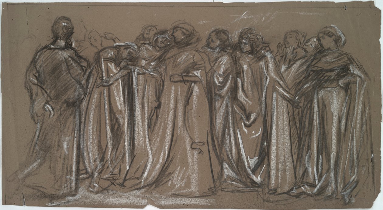 Studie voor de gevangen deugden, figurenstudie door Edwin Austin Abbey