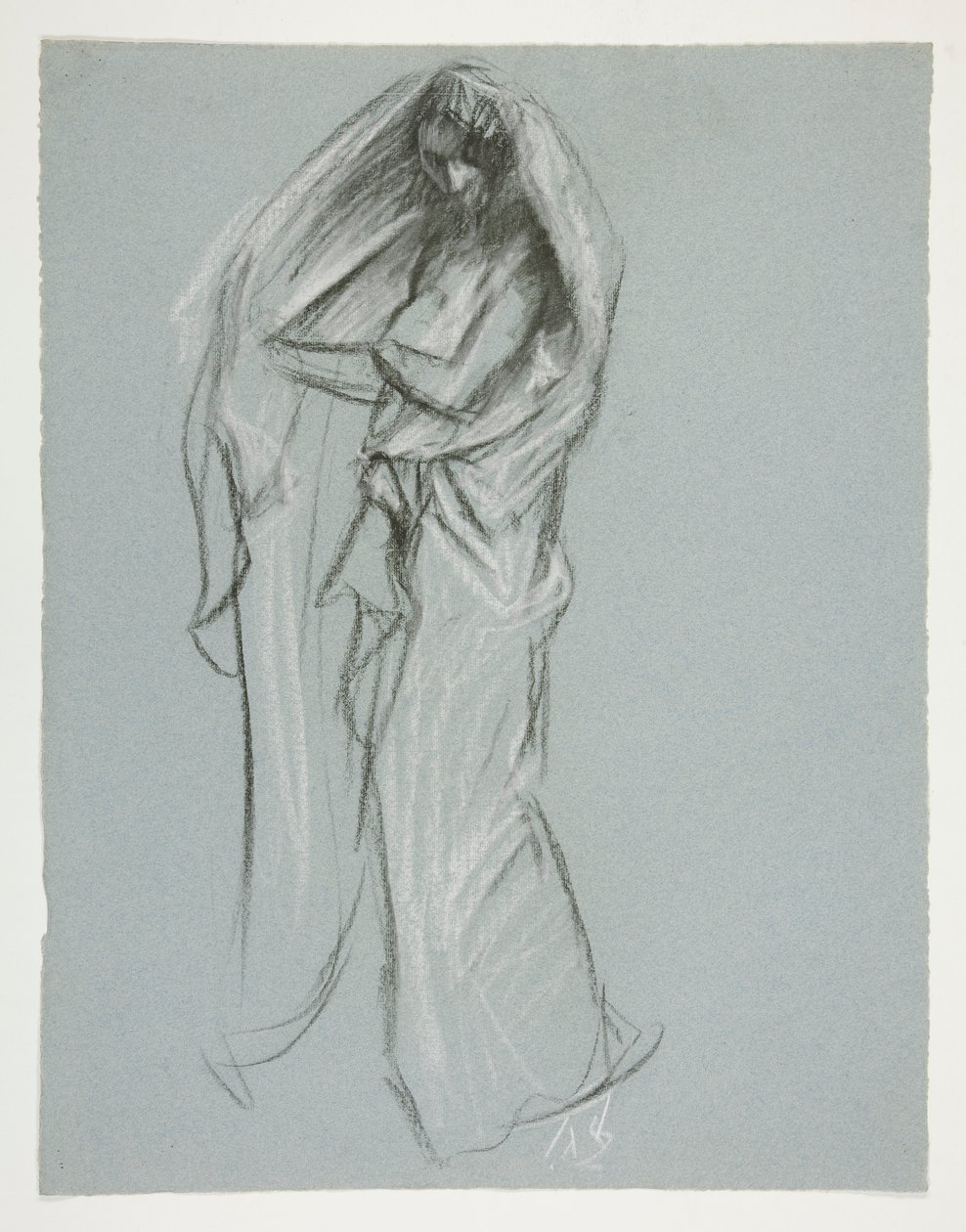 Studie voor de figuur van 4 uur(?) door Edwin Austin Abbey
