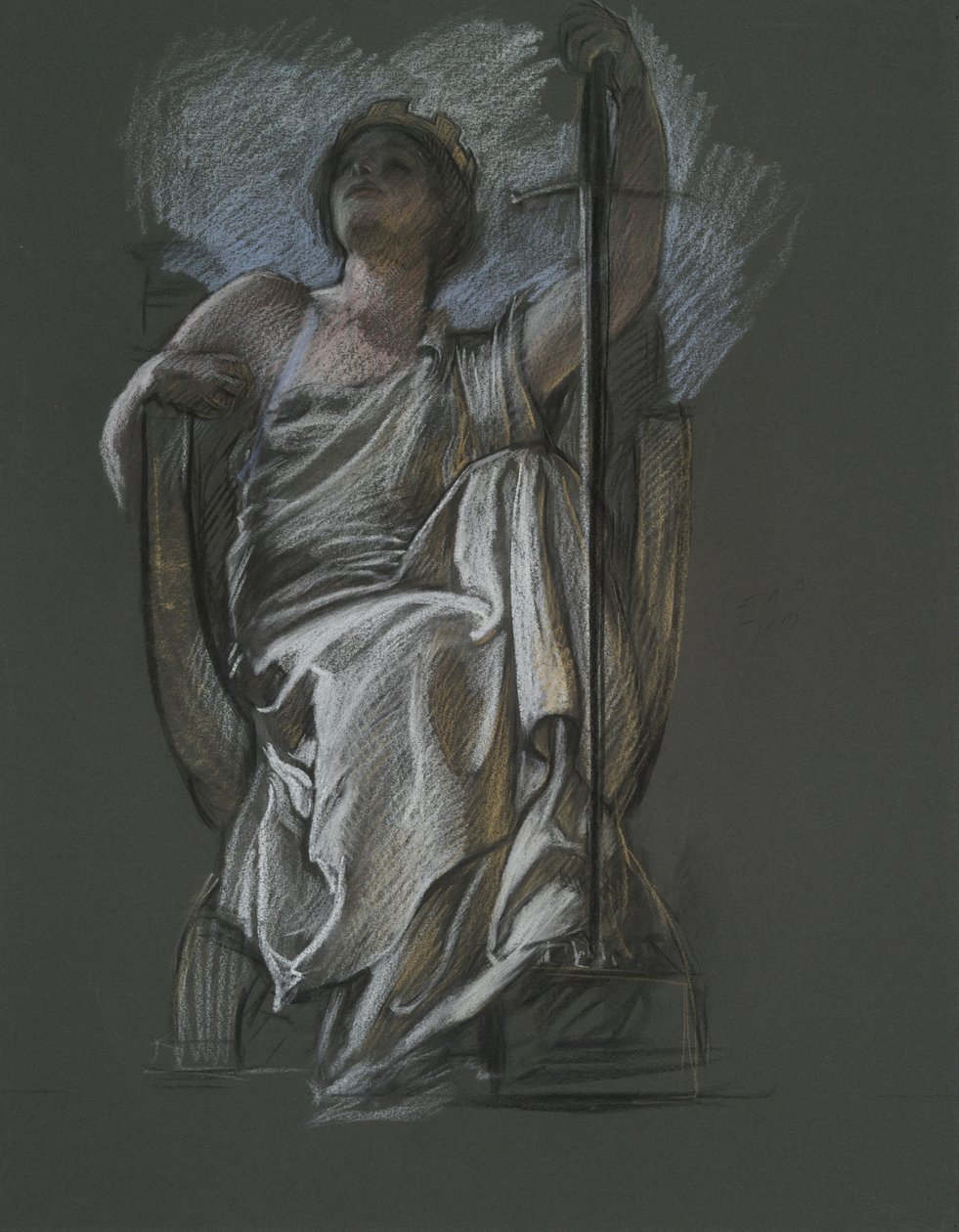 Studie voor de figuur van De Geest van Pennsylvania door Edwin Austin Abbey