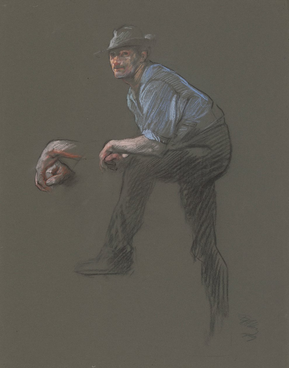 Studie voor de figuur van een arbeider door Edwin Austin Abbey