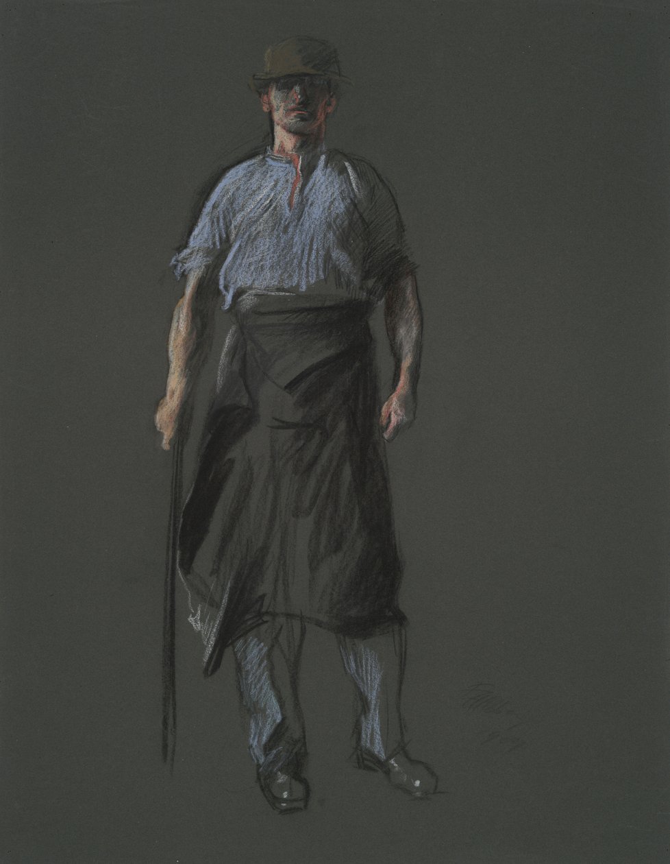 Studie voor de figuur van een arbeider door Edwin Austin Abbey