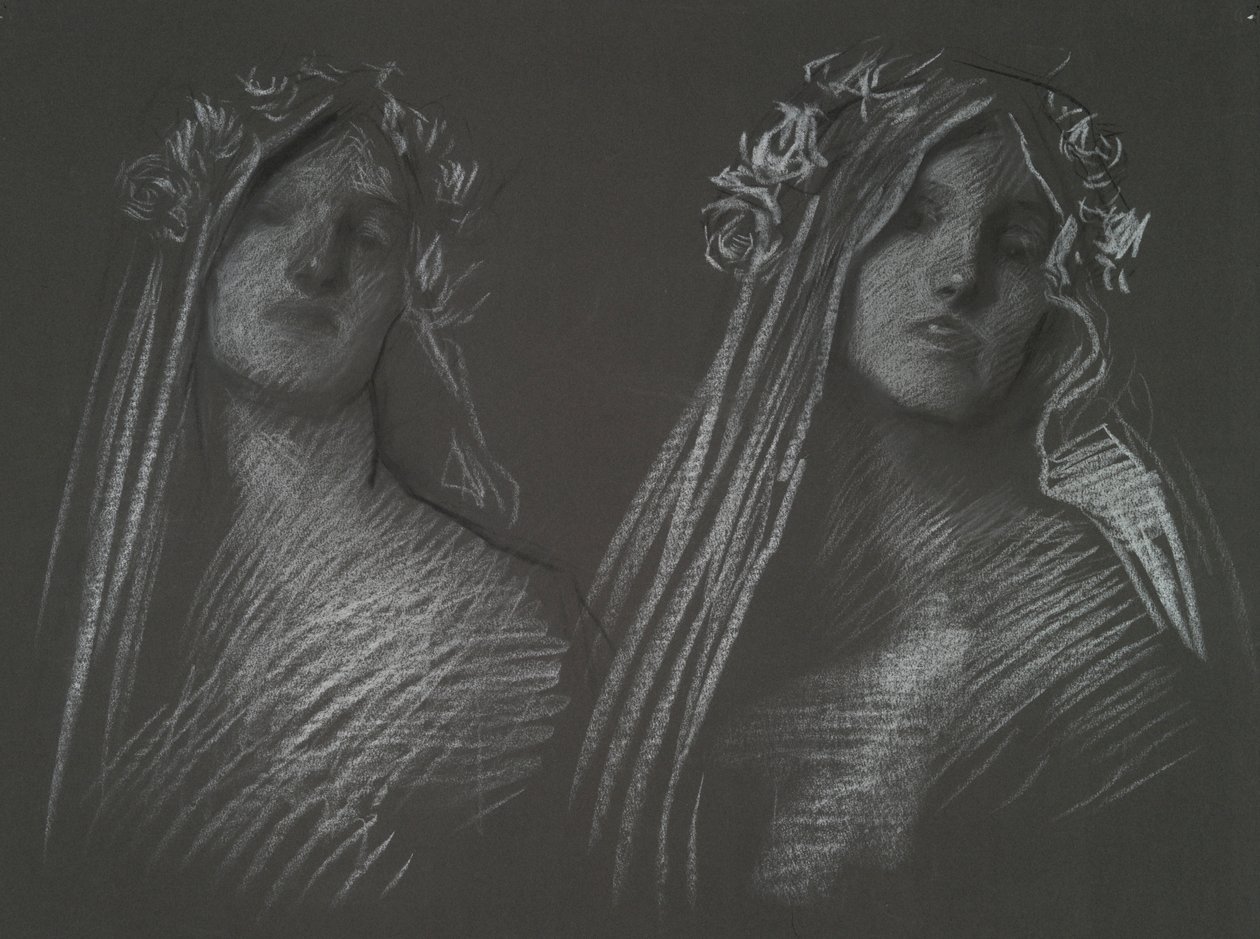 Studie voor het hoofd van Blanchefleur door Edwin Austin Abbey