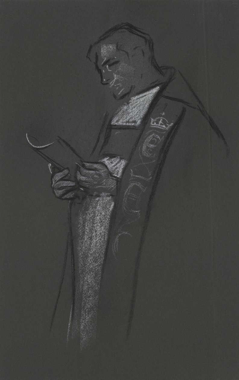 Studie van een bisschop voor de kroning van Edward VII door Edwin Austin Abbey