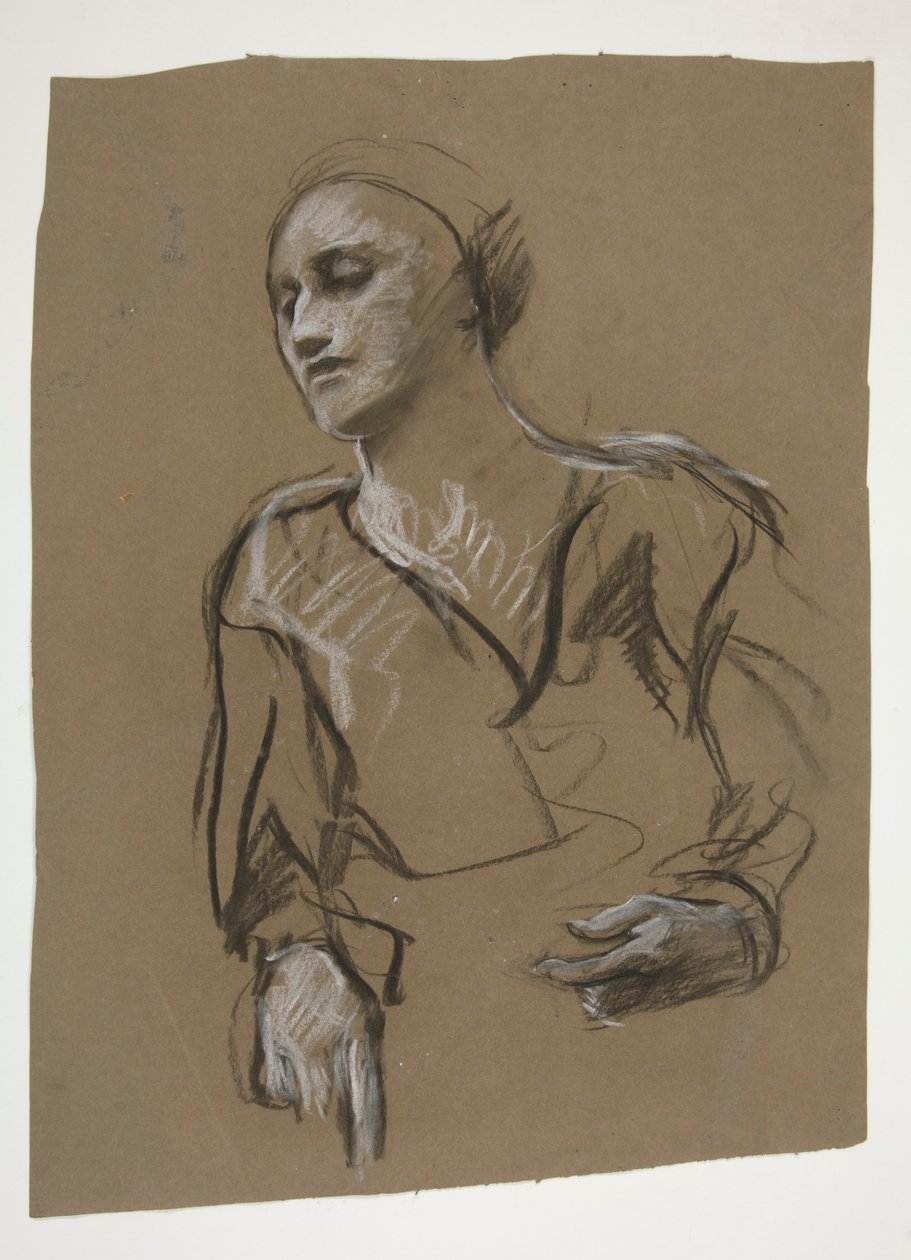 Studie van een vrouw door Edwin Austin Abbey